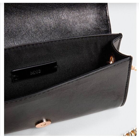 MANGO Quilted bag with chain handle in black NWT - Picture 3 of 7